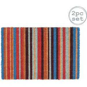 Nicola Spring Coir Door Mats - 60 x 40cm - Pinstripe - Pack of 2