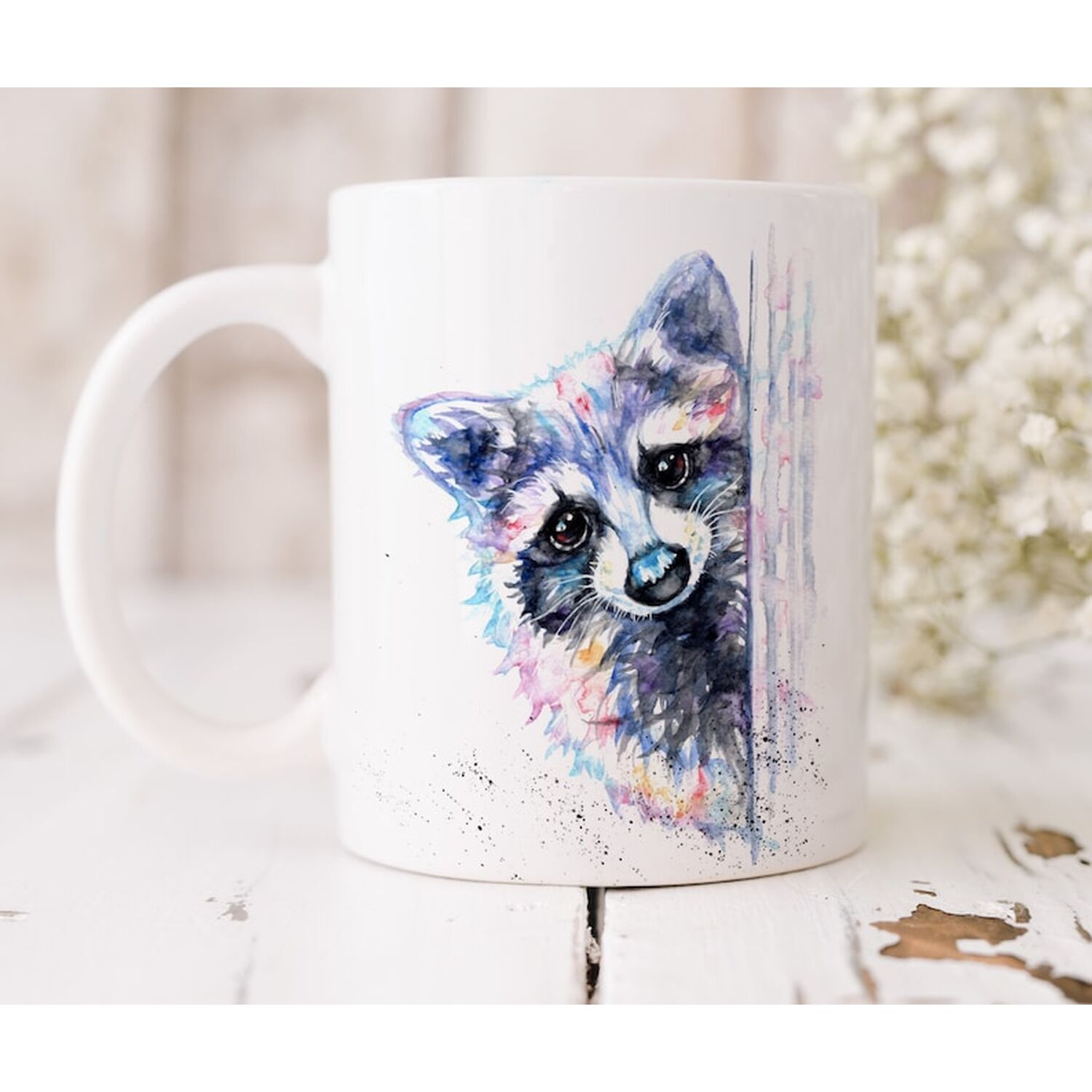 Image of Raccoon Watercolour Art Mug - Blue