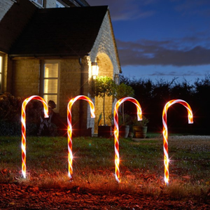 Set of Large LED Light up Stripe Christmas Candy Cane Garden Stakes