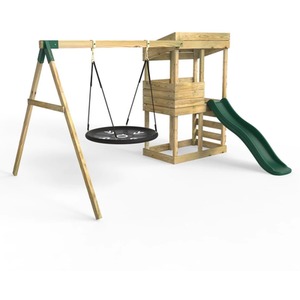 Brown / 223cm Wooden Lookout Tower Playhouse with 6ft Slide shot 5044325