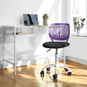 Compact Teenage Study Chair with Purple Vented Back