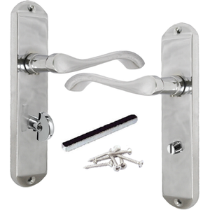 Cadenza Door Handles on Backplate Chrome Scroll Bathroom Lock Handle