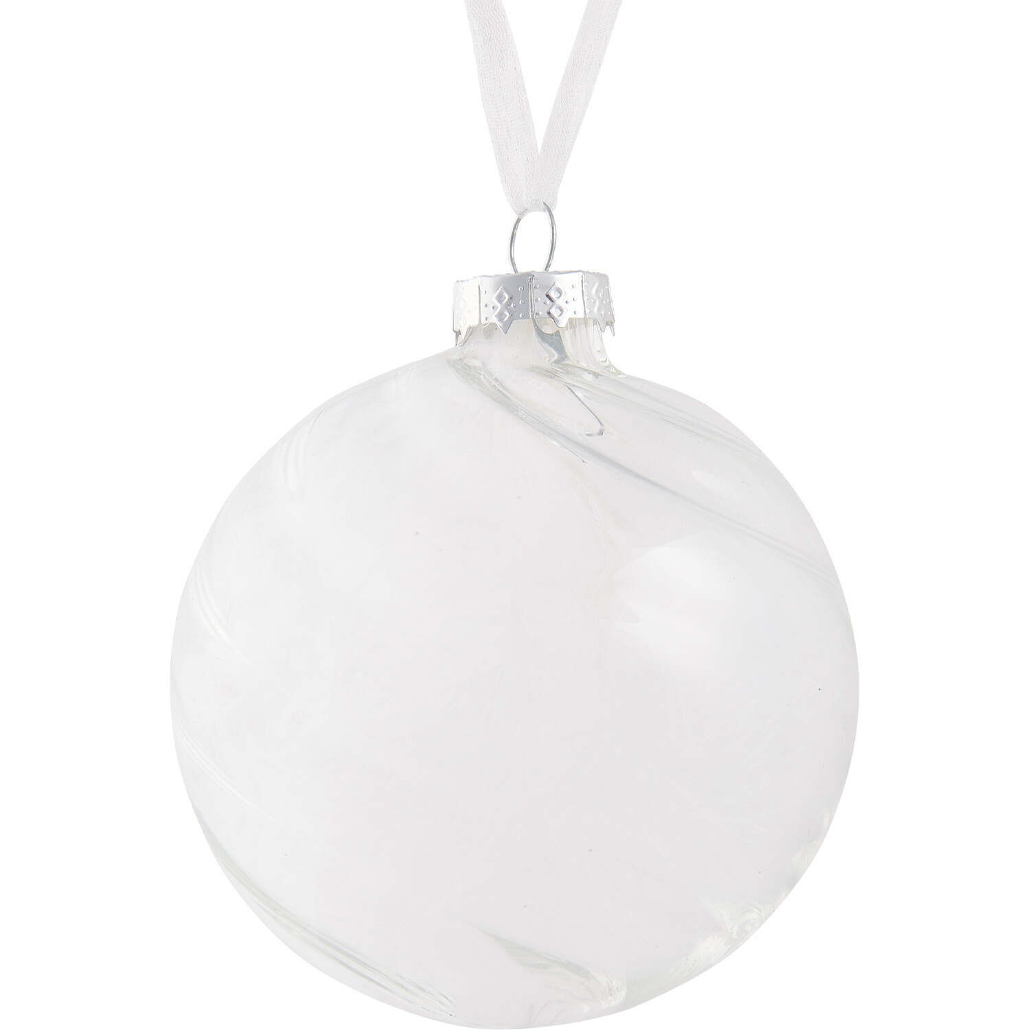 Clear White Feather Bauble