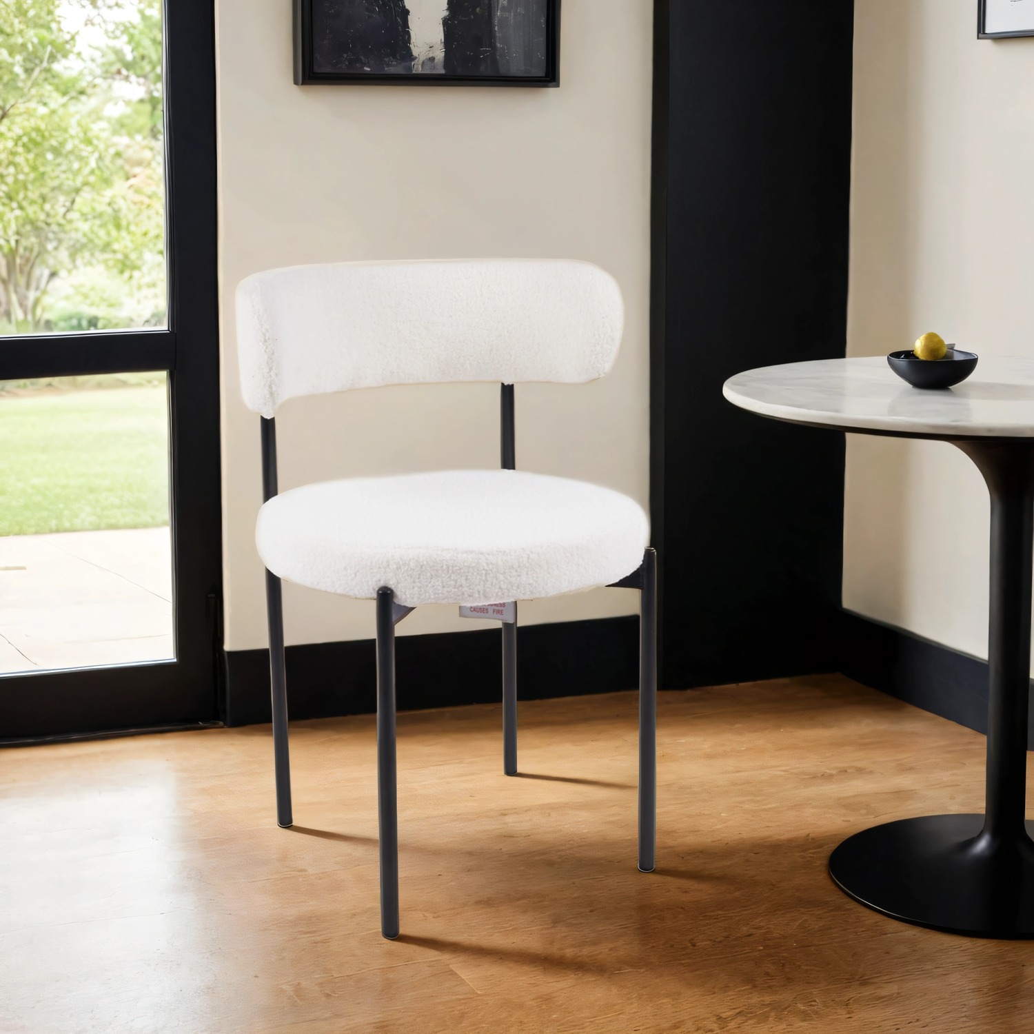 Elysian Boucle Dining Chair - White 1