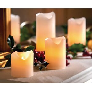 Set of 4 Ivory LED Pillar Candles