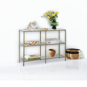 Glass Console Table with Metal Frame