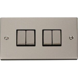 Pearl Nickel 10A 4 Gang 2 Way Ingot Light Switch