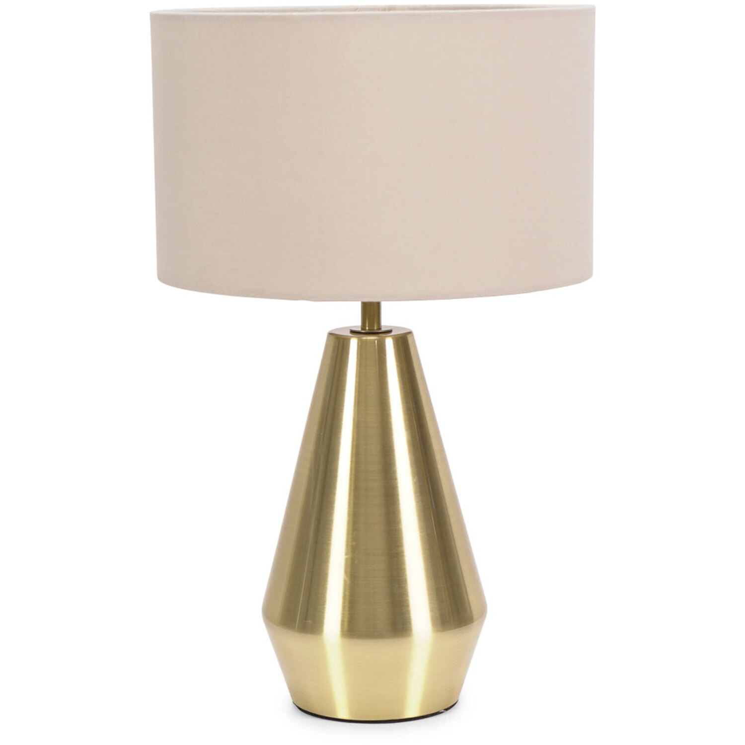 Jax Antique Brass Metal Dimmable Touch Table Lamp with Fabric Drum Shade - Natural