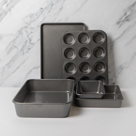 MasterClass Non-Stick Set Roaster, Baking Tray, 12-Hole  Square Pan, Loaf Pan