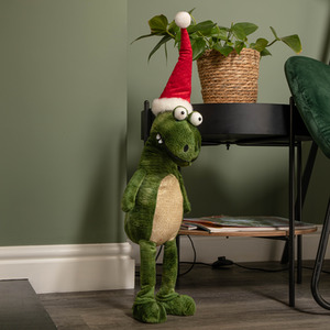 Standing Christmas Dinosaur with Santa Hat