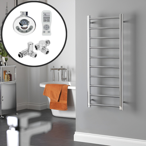 Alpine Dual Fuel Thermostatic Heated Towel Rail, Chrome
