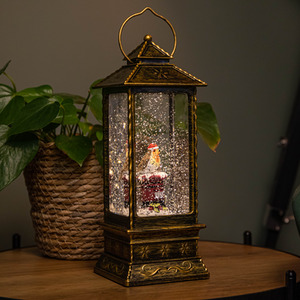 Light up Christmas Robin with Santa Hat Water Spinner and LEDs