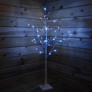 Indoor Outdoor Christmas Lit Birch Tree with 136 Ice LEDs