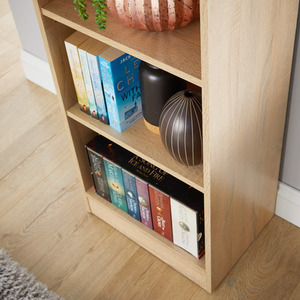 Oak Effect Home Source Clara Tall Narrow Storage Bookcase  shot 7021661