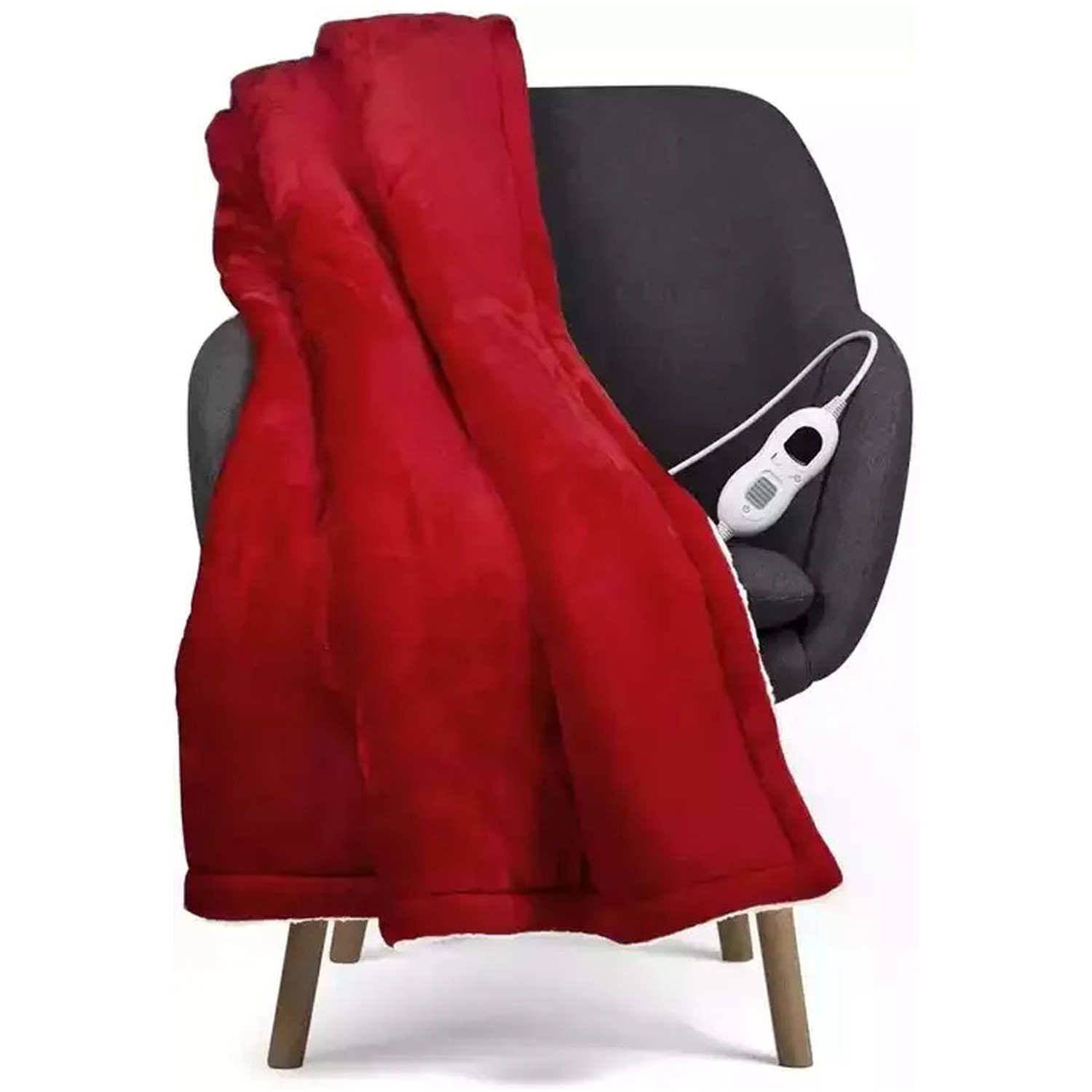 Large Flannel Electric-heated Blanket Throw - Red