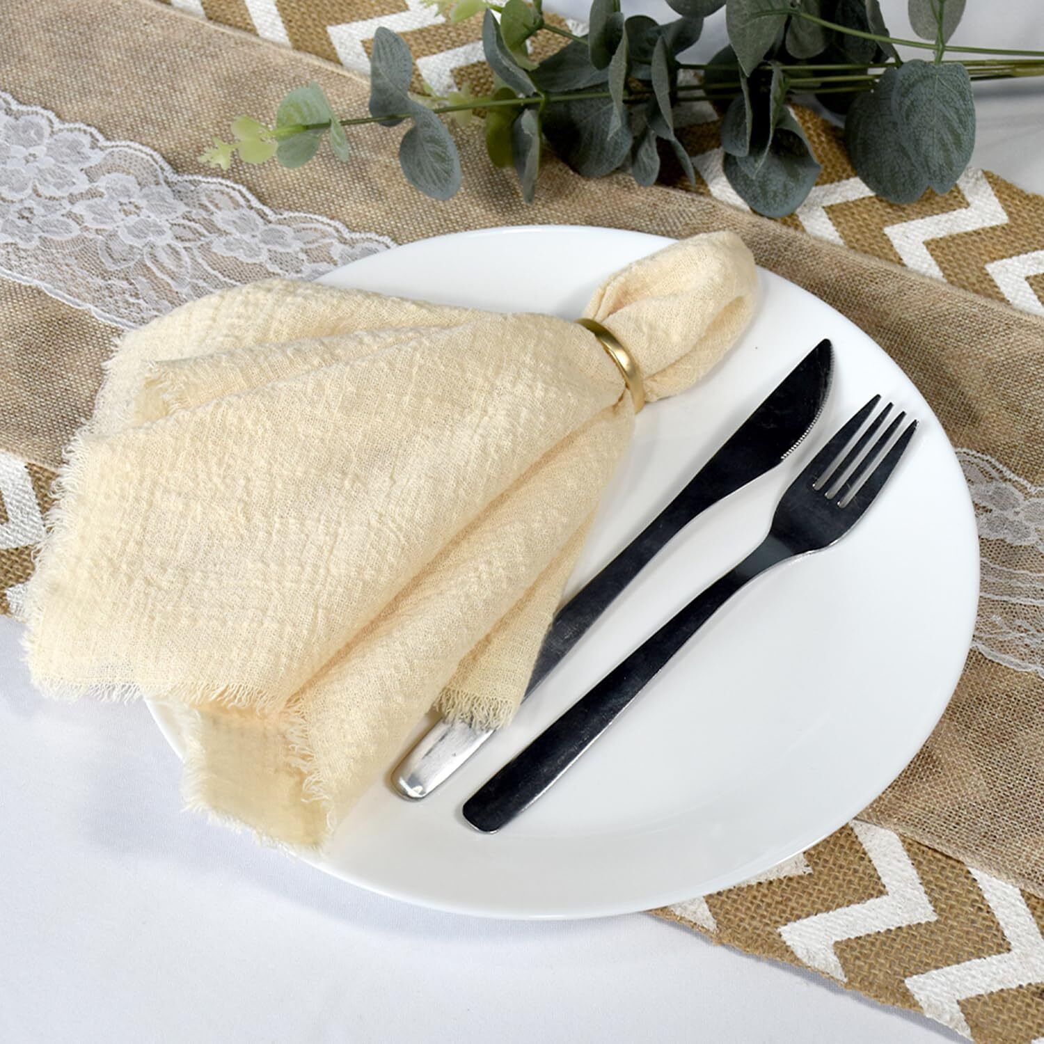 Image of Fringe Cloth Cotton Table Napkin -&hellip;