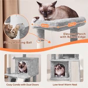 Light Grey Yaheetech 91cm Cat Tree with Double Condos shot 7237756