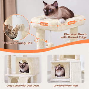 Beige Yaheetech 91cm Cat Tree with Double Condos shot 7237796