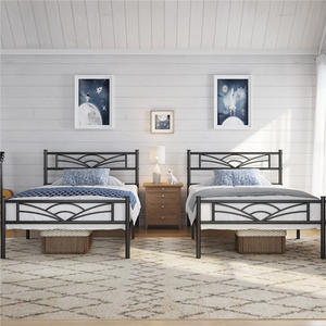 Black / Single Metal Bed Frame with Cloud Design shot 7278650