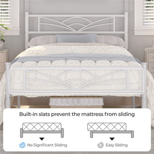 White / Single Metal Bed Frame with Cloud Design shot 7302340