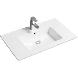 Ceramic 81cm Thin-Edge Inset Basin with Rectangular Bowl