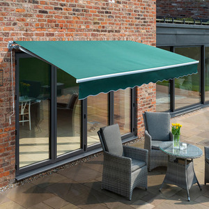 4m x 3m Retractable Manual Awning White Frame