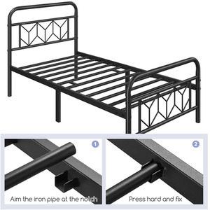 Black / Single Diamond Pattern Metal Bed Frame shot 7449038