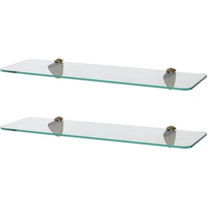Gold / 2 Rounded Floating Glass Shelves 50cm shot 7496025