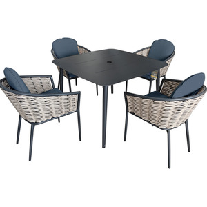 SHG Bolingbroke 4 Seater Aluminium Grey Wicker Dining Table Set