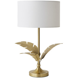 Christina Palm Leaf Table Lamp with Fabric Drum Shade