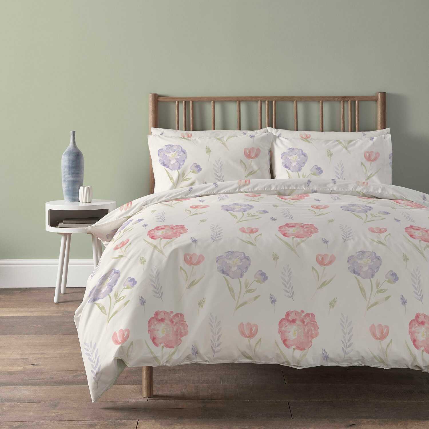 Meadow Grey Printed Duvet Set - Natural Single