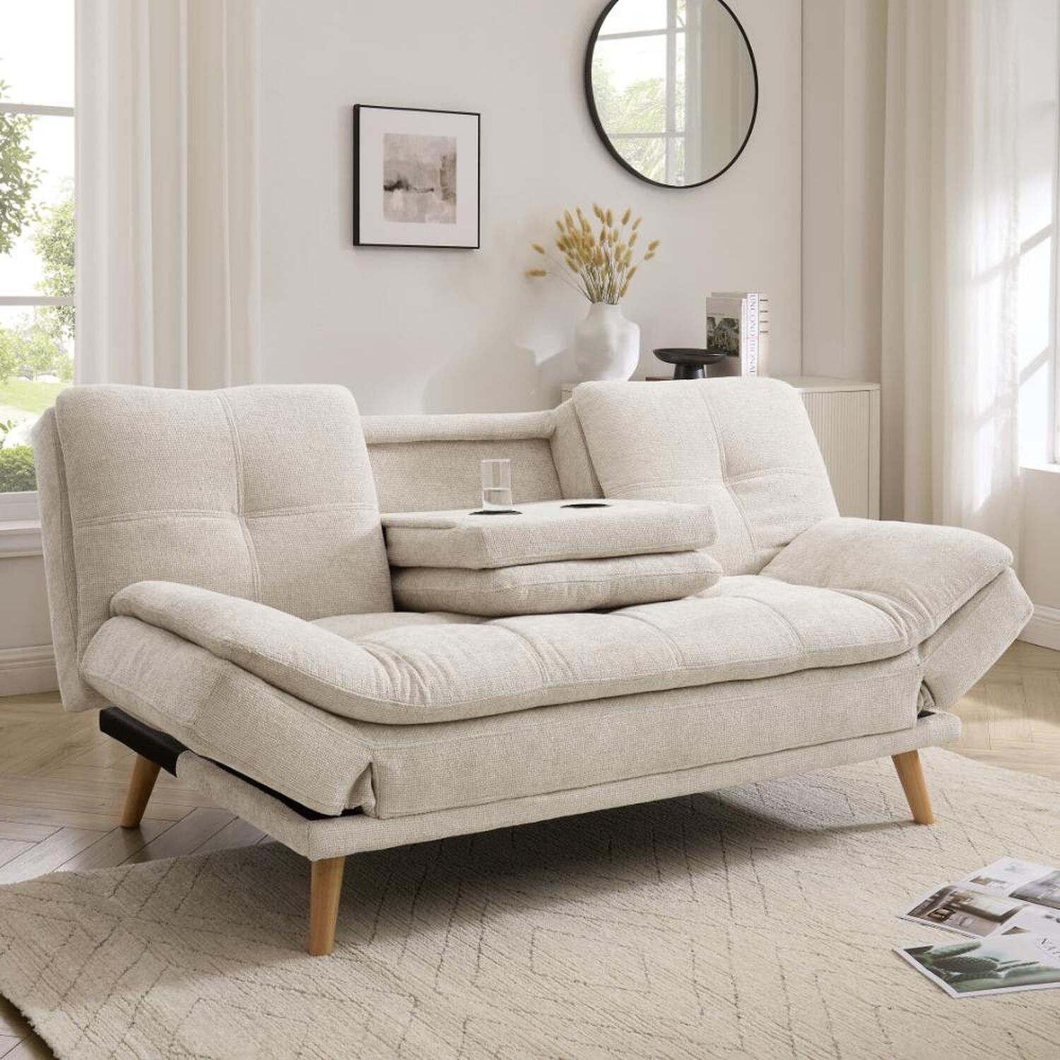 Grs Lilly Sofa Bed With Adjustable Armrests - Beige