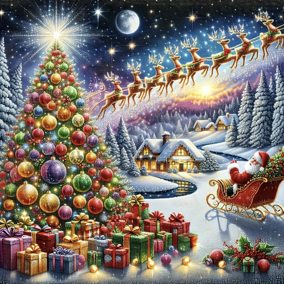Flying Reindeer Diamond Painting Kit