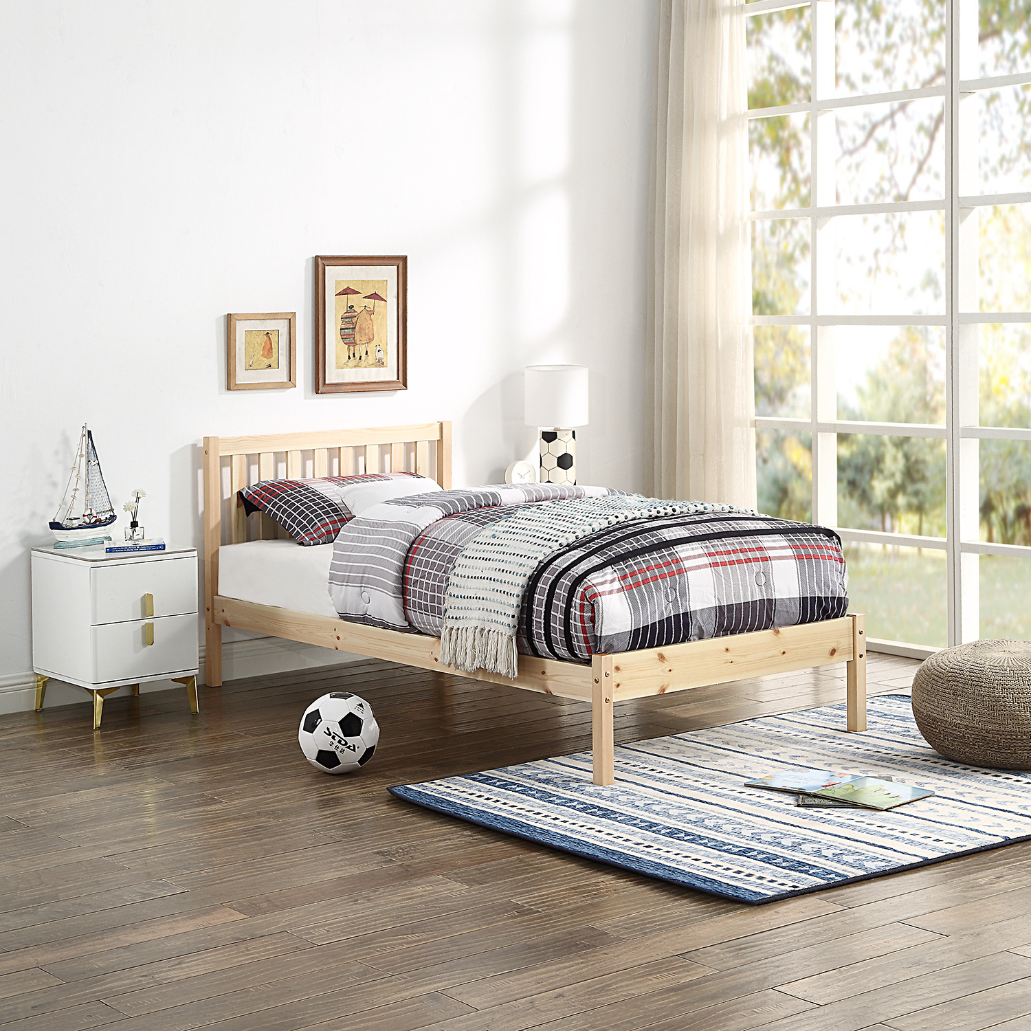 Wooden Bed Frame Pine Bed - Brown No