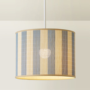Lori Stripe Bamboo Drum Ceiling Lamp Shade and Bulb