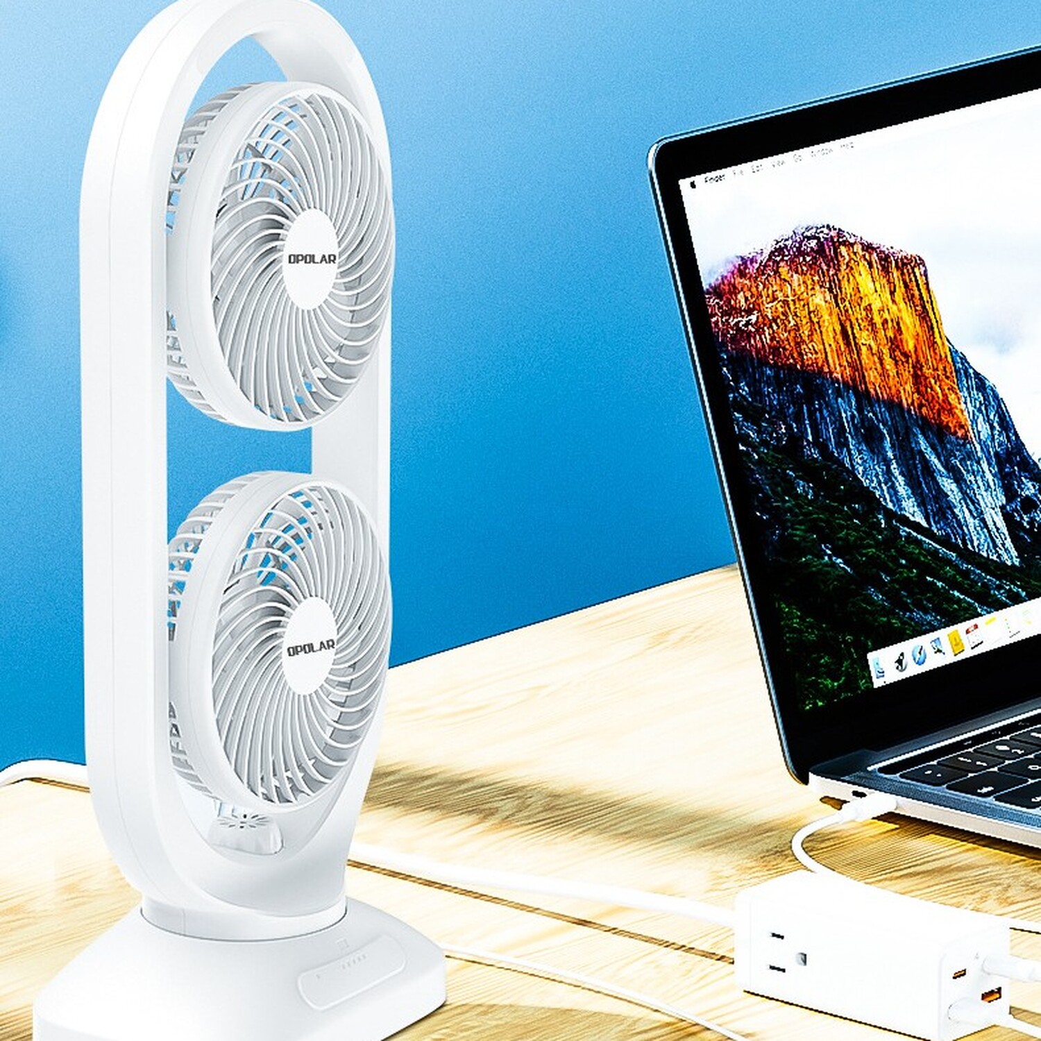 Dual-Layer Remote Control USB Rechargeable Fan