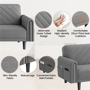 Dark Grey Yaheetech Modern Convertible Sofa Bed Couch Bed shot 9902453