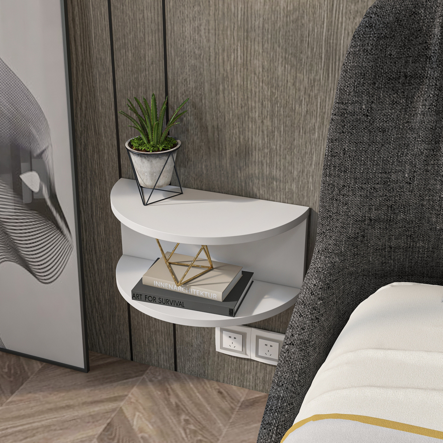 Bella Floating Nightstand - White