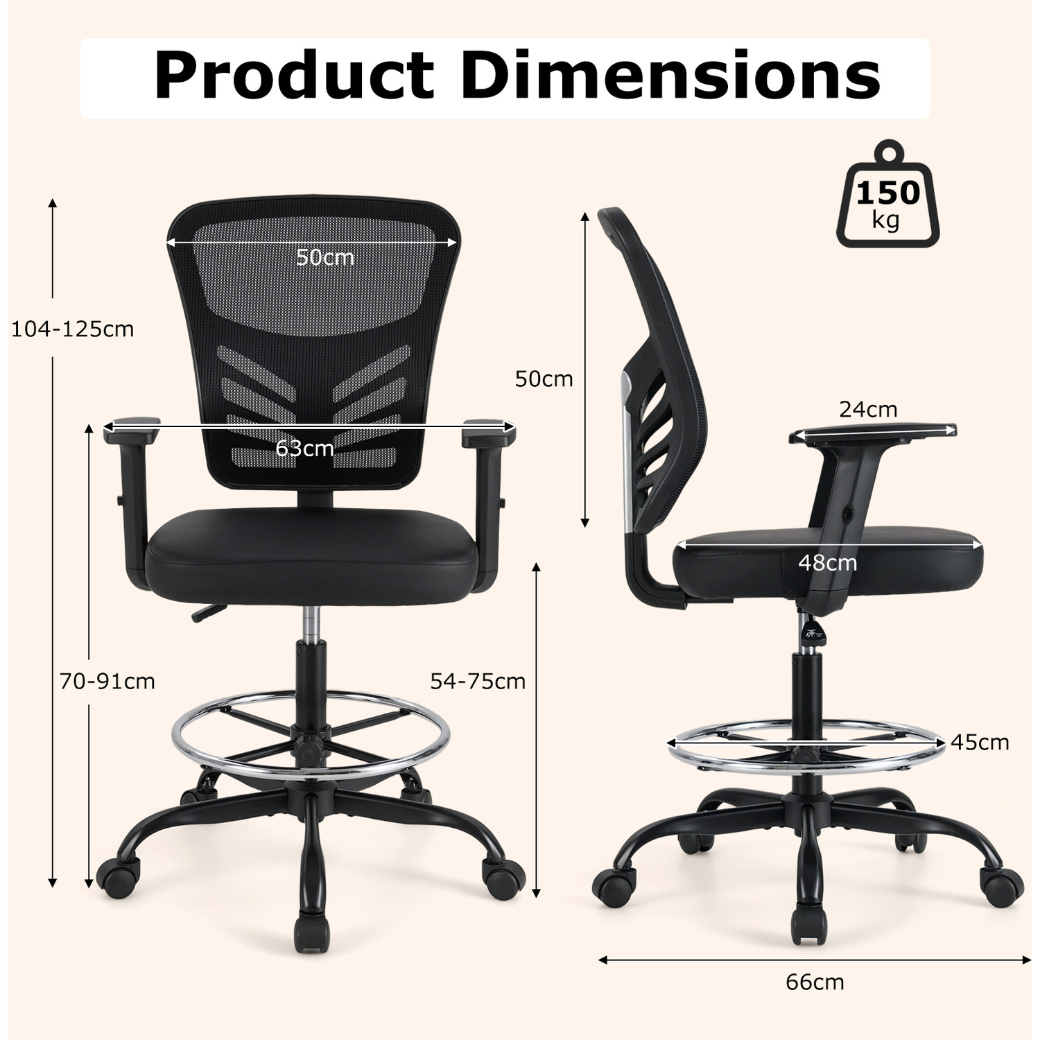 Swivel Task Chair Computer Chair - Black