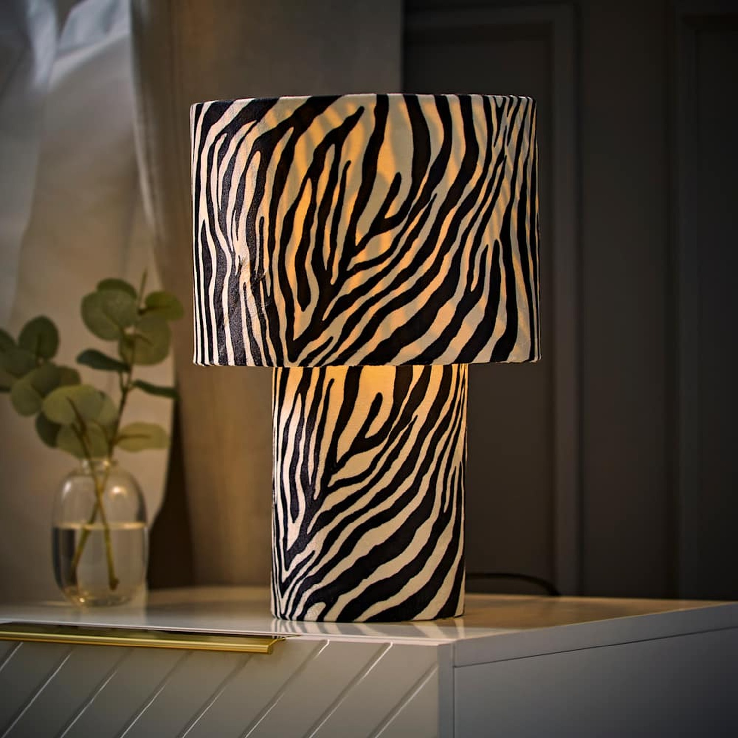 Image of Nessa Zebra Pattern Velvet Table Lamp&hellip;