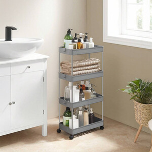 SONGMICS Slim Storage Trolley with Wheels and 4 Baskets