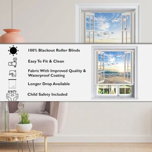 Lister Cartwright Window Beach View Scenic Design Blackout Roller Blinds