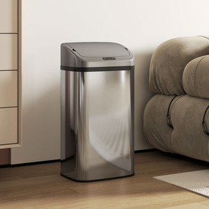 HOMCOM 48LBin, Stainless Steel Kitchen Bin with Automatic Close