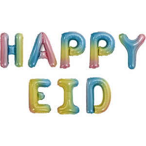 Happy Eid Foil Balloons Pastel Rainbow