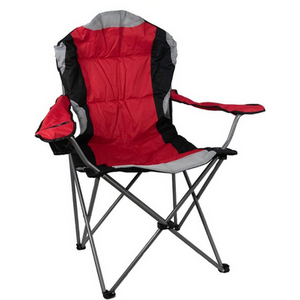 RED Heavy-Duty Folding Camping Chair with Cup Holder