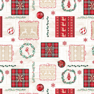 Christmas Red Tartan Check Reindeers Pvc TableCloth