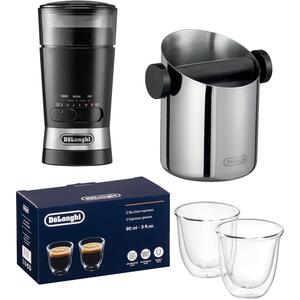 De'Longhi Knock Box Grinder and Espresso Glasses