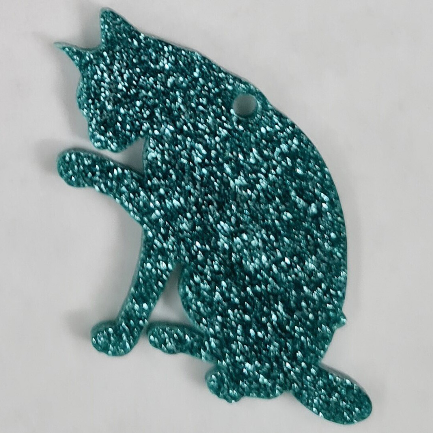 Glitter Cat Style 1 Christmas Decoration - Green