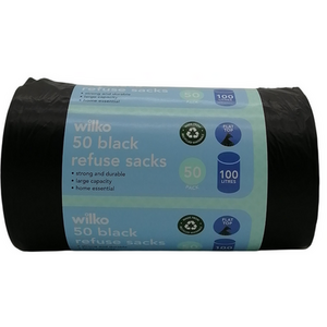 Pack of 50 Flat Top Refuse Sacks 100L