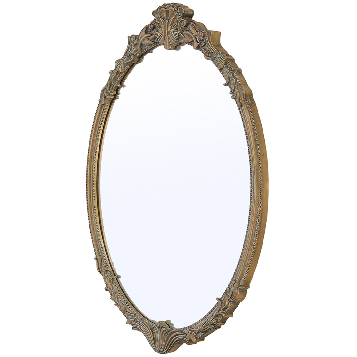 Oval Decorative Mirror With Carved Frame - Gold
